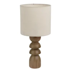 Lampe à poser en céramique effet bois et lin H.32cm E27 40W Seynave, Kamil
