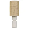 Lampe à poser en céramique crème et abat-jour en rotin H.38 cm, Seynave Raja