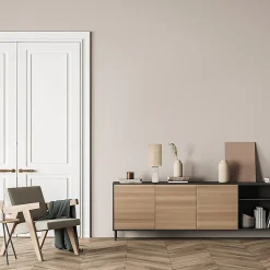 Lampe à poser en céramique crème et abat-jour en rotin H.38 cm, Seynave Raja