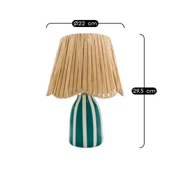 Lampe à poser en céramique rayée bleu, blanc et fibres tressées H.30 cm E27 40 W Jumell Quoki