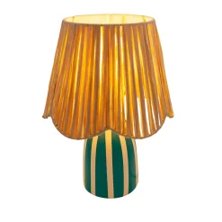 Lampe à poser en céramique rayée bleu, blanc et fibres tressées H.30 cm E27 40 W Jumell Quoki