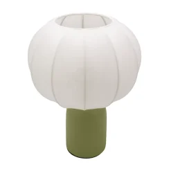 Lampe à poser en céramique vert et tissu blanc H.33 cm E27 40 W Jumell Requi