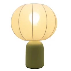 Lampe à poser en céramique vert et tissu blanc H.33 cm E27 40 W Jumell Requi