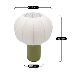 Lampe à poser en céramique vert et tissu blanc H.33 cm E27 40 W Jumell Requi