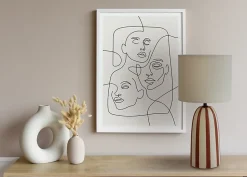 Lampe à poser en céramique terracotta, blanc et lin H.21cm E27 40W Seynave, Savana