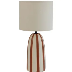 Lampe à poser en céramique terracotta, blanc et lin H.21cm E27 40W Seynave, Savana