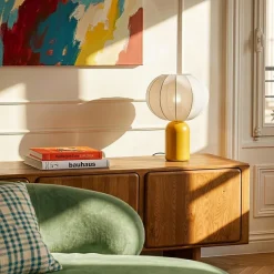 Lampe à poser en céramique jaune et tissu H.33 cm E27 40 W Jumell Requi