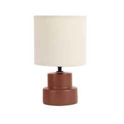 Lampe à poser en céramique terracotta et lin H.25 cm E14 40W, Seynave Lipa