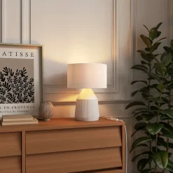 Lampe à poser en céramique blanc E27 ⌀28 x H.40cm 25W Goodhome Longclaw