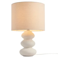 Lampe à poser en céramique et tissu blanc Spirea Ø.26 x H.40cm E27 15W GoodHome