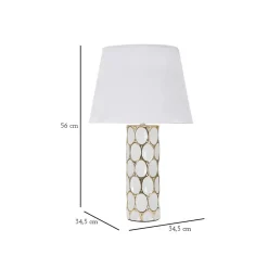 Lampe à Poser en Céramique "Carv" 56cm Blanc & Or