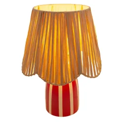 Lampe à poser en céramique rayée blanc, rouge framboise et fibres tressées H.30 cm E27 40 W Jumell Quoki
