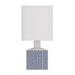 Lampe à poser en céramique tissé bleu Ø.14 x H.29cm E14 40W Lussiol, Gisèle