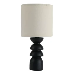 Lampe à poser en céramique noir et lin H.32cm E14 40W Seynave, Kamil