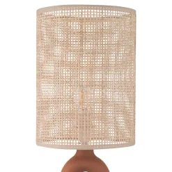 Lampe à poser en céramique terracotta et tissu beige Bittern GoodHome
