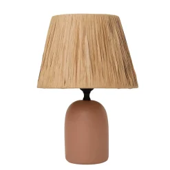 Lampe à poser en céramique terracotta et raffia H.31,5cm E27 40W Seynave, Alezio
