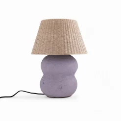 Lampe à poser en jute et papier mauve - Ida