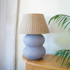Lampe à poser en jute et papier mauve - Ida