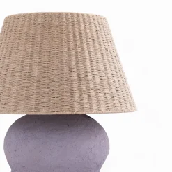 Lampe à poser en jute et papier mauve - Ida