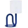 Lampe à poser en métal bleu et tissu H.33cm E27 60W, Jumell Wama