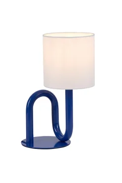 Lampe à poser en métal bleu et tissu H.33cm E27 60W, Jumell Wama