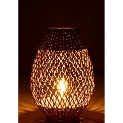 Lampe à poser en métal et bois beige 38x38x54.5 cm