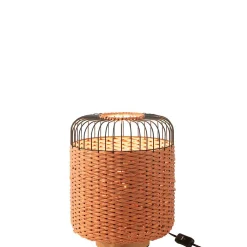 Lampe à poser en métal et fibre orange 27x27x34.5 cm