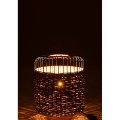 Lampe à poser en métal et fibre beige 27x27x34.5 cm