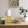 Lampe à poser en métal jaune et tissu H.33cm E27 60W, Jumell Wama