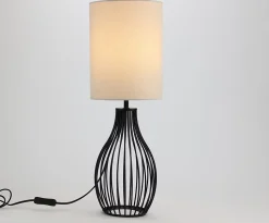 Lampe à poser en métal noir et lin H.44cm E27 40W Seynave, Joby