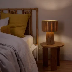 Lampe à poser en raphia Bellflower H.38 x Ø.26cm E27 28W GoodHome