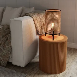 Lampe à poser en rotin E27 Ø20 x H.37cm 25W GoodHome Tonkin