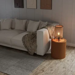 Lampe à poser en rotin E27 Ø20 x H.37cm 25W GoodHome Tonkin