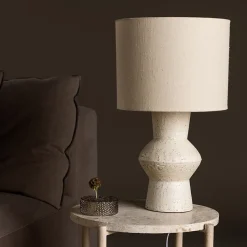 Lampe à Poser en Terre Cuite "Valon" 52cm Ivoire