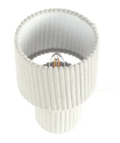 Lampe à poser en velours blanc H.28cm E27 5W Lussiol, Alba