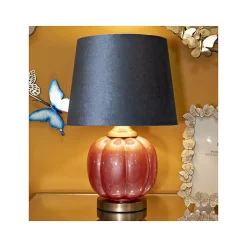 Lampe à Poser en Verre "Helene Ball" 50cm Rouge & Bleu