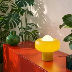 Lampe à poser en verre jaune H.25 cm G9 5 W Jumell Boli