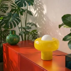 Lampe à poser en verre jaune H.25 cm G9 5 W Jumell Boli