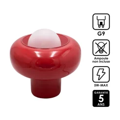 Lampe à poser en verre rouge H.25 cm G9 5 W Jumell Boli