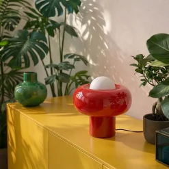 Lampe à poser en verre rouge H.25 cm G9 5 W Jumell Boli