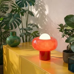 Lampe à poser en verre rouge H.25 cm G9 5 W Jumell Boli