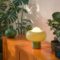 Lampe à poser en verre vert H.25 cm G9 5 W Jumell Boli