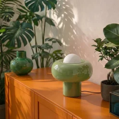 Lampe à poser en verre vert H.25 cm G9 5 W Jumell Boli