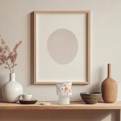 Lampe à poser enfant beige tissu fleuri H.25cm E27 40W Seynave