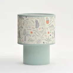 Lampe à poser enfant bleu tissu dinosaure H.22cm E27 40W Seynave