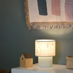 Lampe à poser enfant bleu tissu dinosaure H.22cm E27 40W Seynave