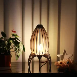 Lampe à poser enfant fusée en bois H.38cm E27 6W Atelier loupiote