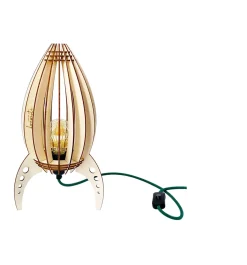 Lampe à poser enfant fusée en bois H.38cm E27 6W Atelier loupiote