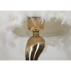 Lampe à Poser Imitation Plume "Cart" 47cm Or & Blanc