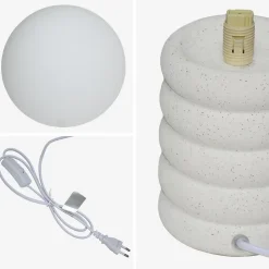 Lampe à poser intérieur céramique moucheté blanc et noir. globe en verre H 28cm - Zoe